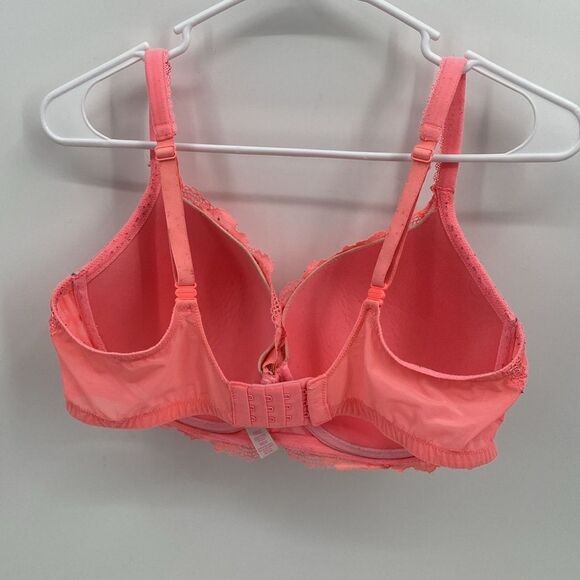 Victoria's Secret Salmon Pink Lace Sparkle Body by Victoria Lined Demi 38DD - Picture 5 of 8